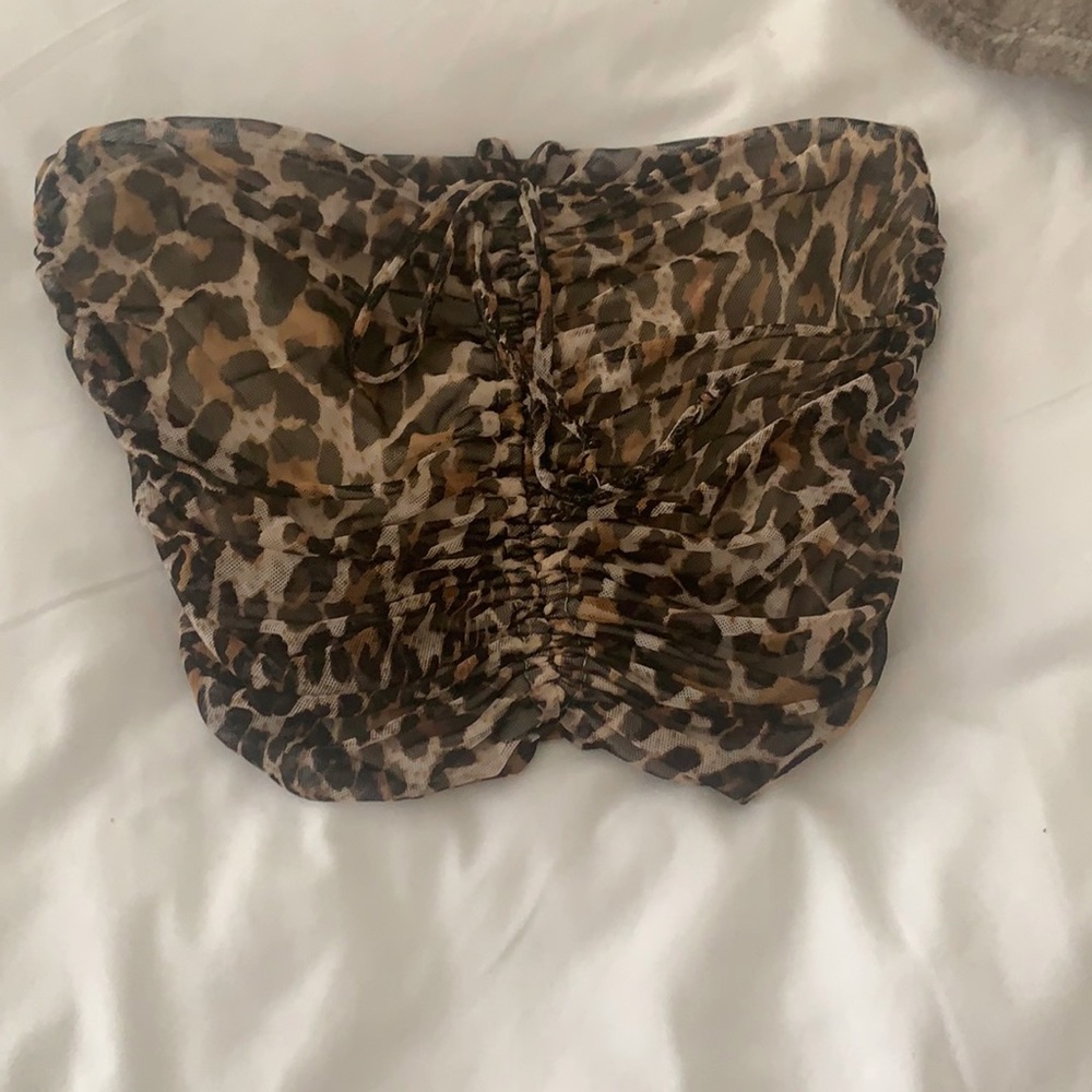 Urban Outfitters strapless cheetah print crop top